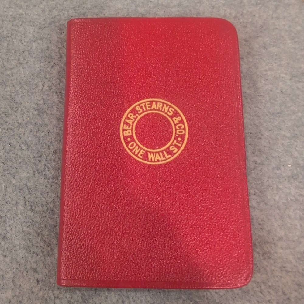 Vintage 1952 Bear Stearns & Co One Wall Street Pocket Diary Red Ephemera VG+